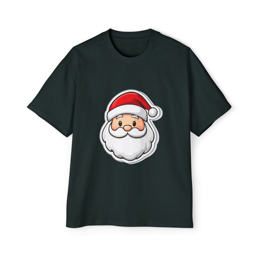 Cute Santa Face Oversized Tee – Festive Christmas Red T-Shirt Printify