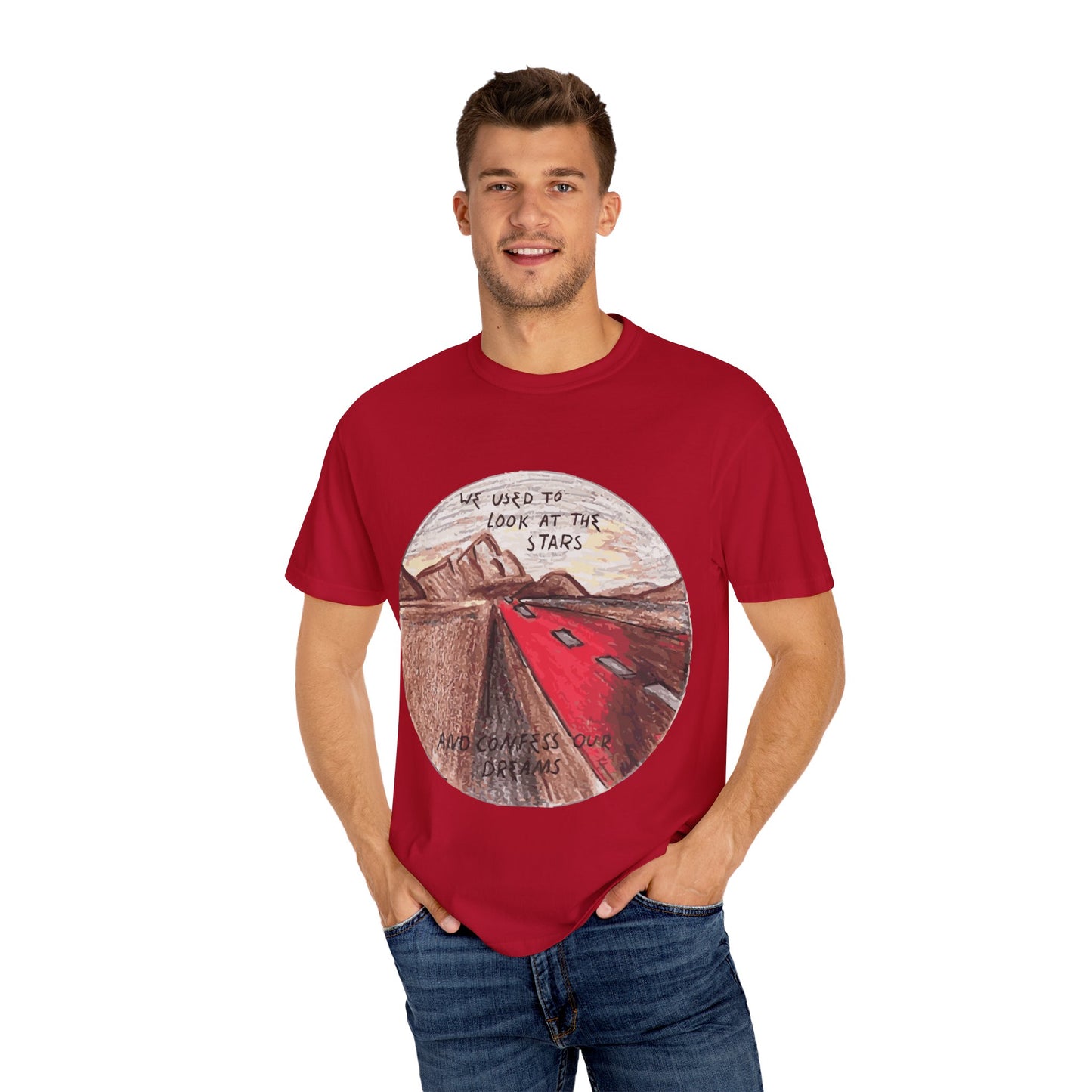 Hand-Drawn Desert Unisex Garment-Dyed T-shirt - snazzymerch