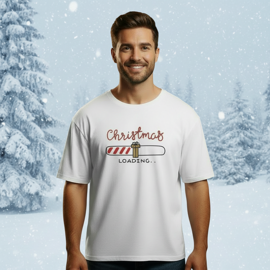 Candy Cane Loading Bar Men's Heavy Oversized Tee – Christmas Sale Edition Printify