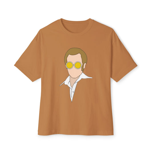 Yellow Glasses Portrait Unisex Oversized Boxy Tee - snazzymerch