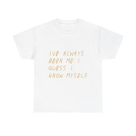Know Myself Lyric Script Heavy Cotton Tee Printify