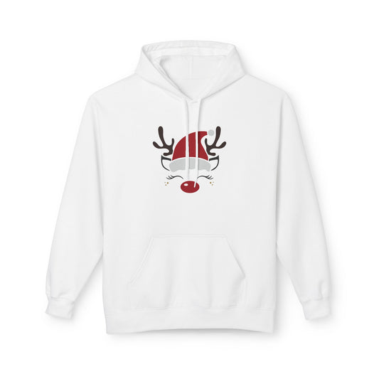 Santa Hat Reindeer Face Christmas Hoodie – Holiday Edition Printify