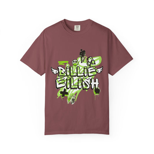 Billie Eilish Inspired Dyed T-shirt β Grunge Angel Graffiti Edition Printify