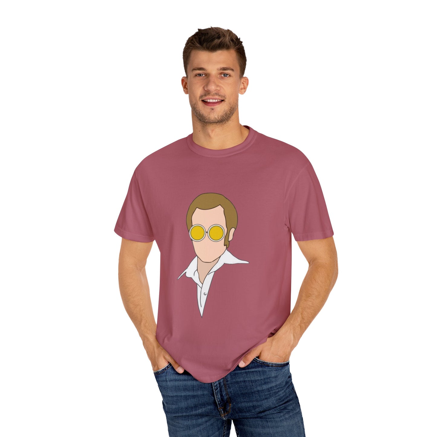 Yellow Glasses Portrait Unisex Garment-Dyed T-shirt - snazzymerch