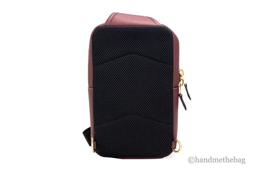 Coach Sullivan Wine Chambray Canvas Pebbled Leather Pack Bag snazzymerch
