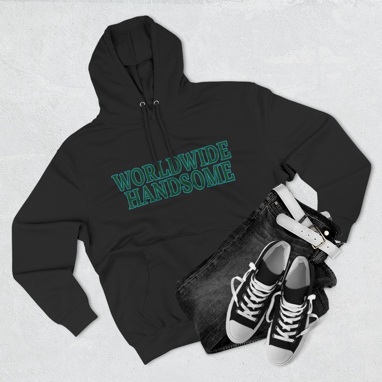 Global Handsome Typography Three-Panel Fleece Hoodie - snazzymerch