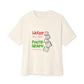 White Paw Print Oversized Boxy Tee Printify