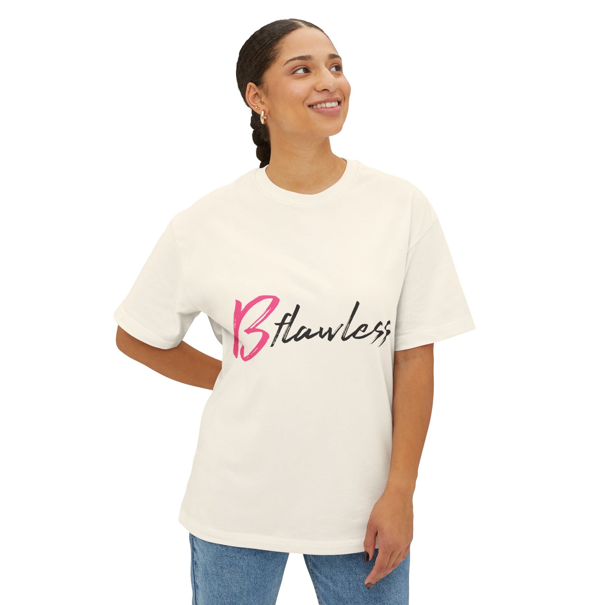 Bold Script “Be Flawless” Unisex Oversized Boxy Tee - snazzymerch