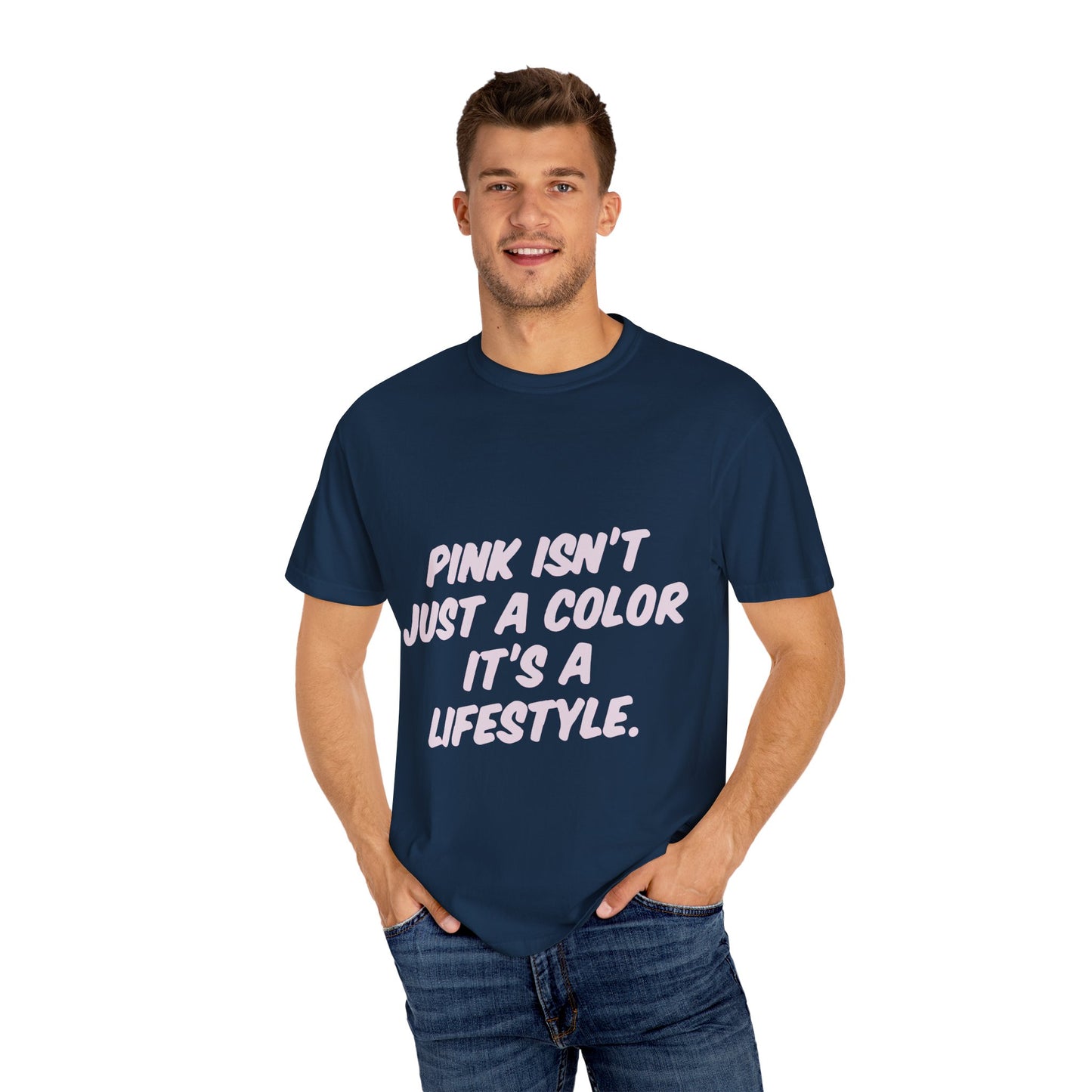 Lifestyle in Pink Unisex Garment-Dyed T-shirt - snazzymerch