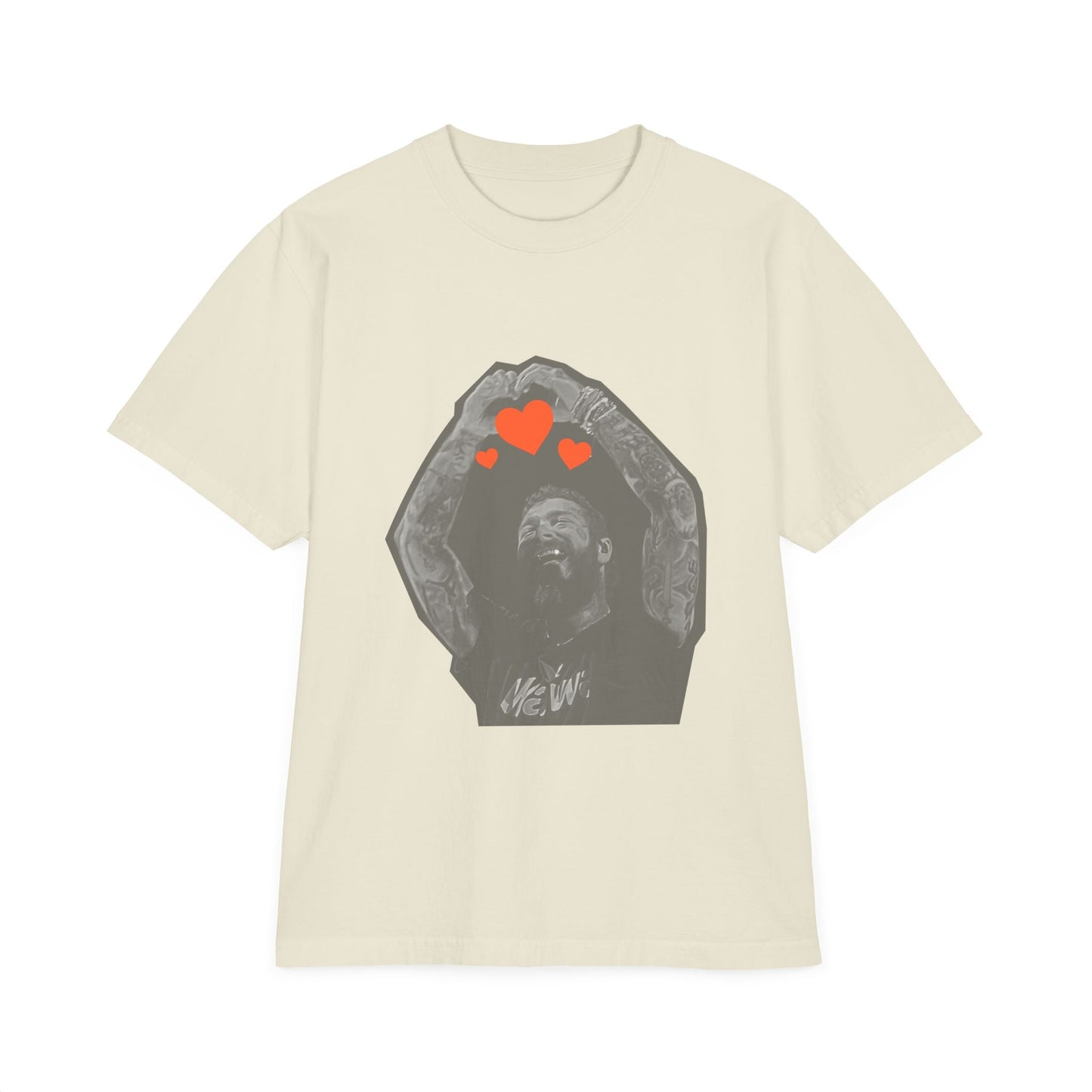 Unisex Garment-Dyed Drop-Shoulder T-Shirt – Post Malone Heartfelt Wishes Printify