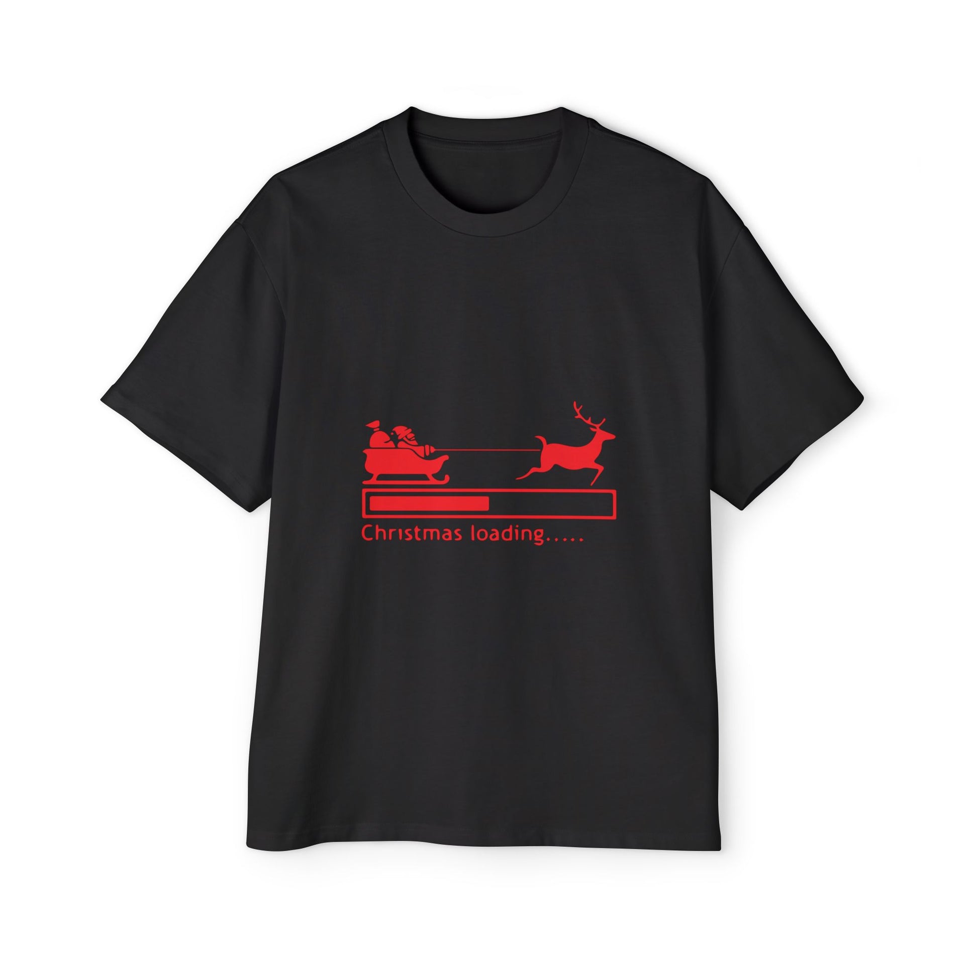 Christmas Loading Oversized Tee – Festive Santa Sleigh Holiday T-Shirt Printify