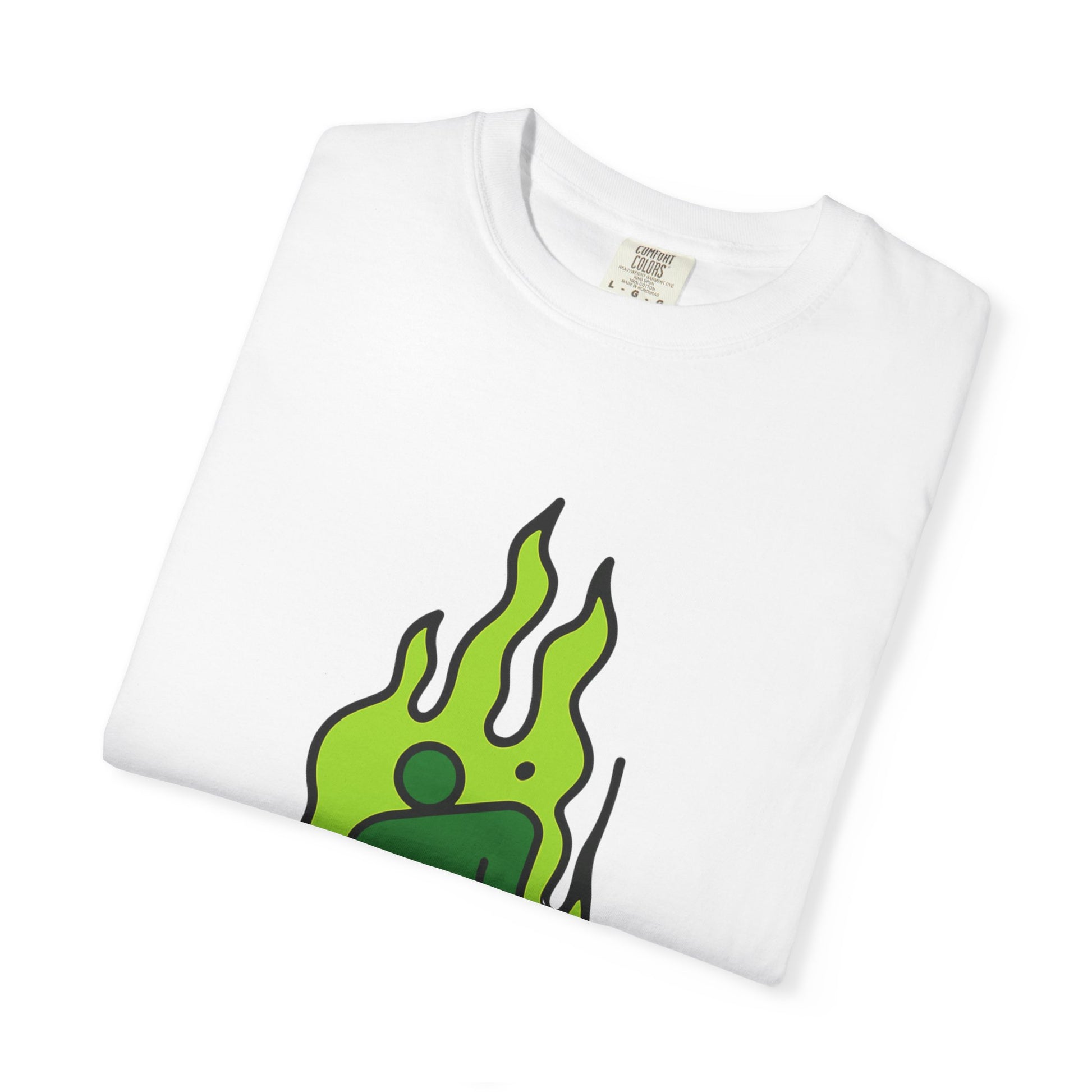 Billie Eilish Inspired Dyed T-shirt – Green Flame Icon Edition Printify