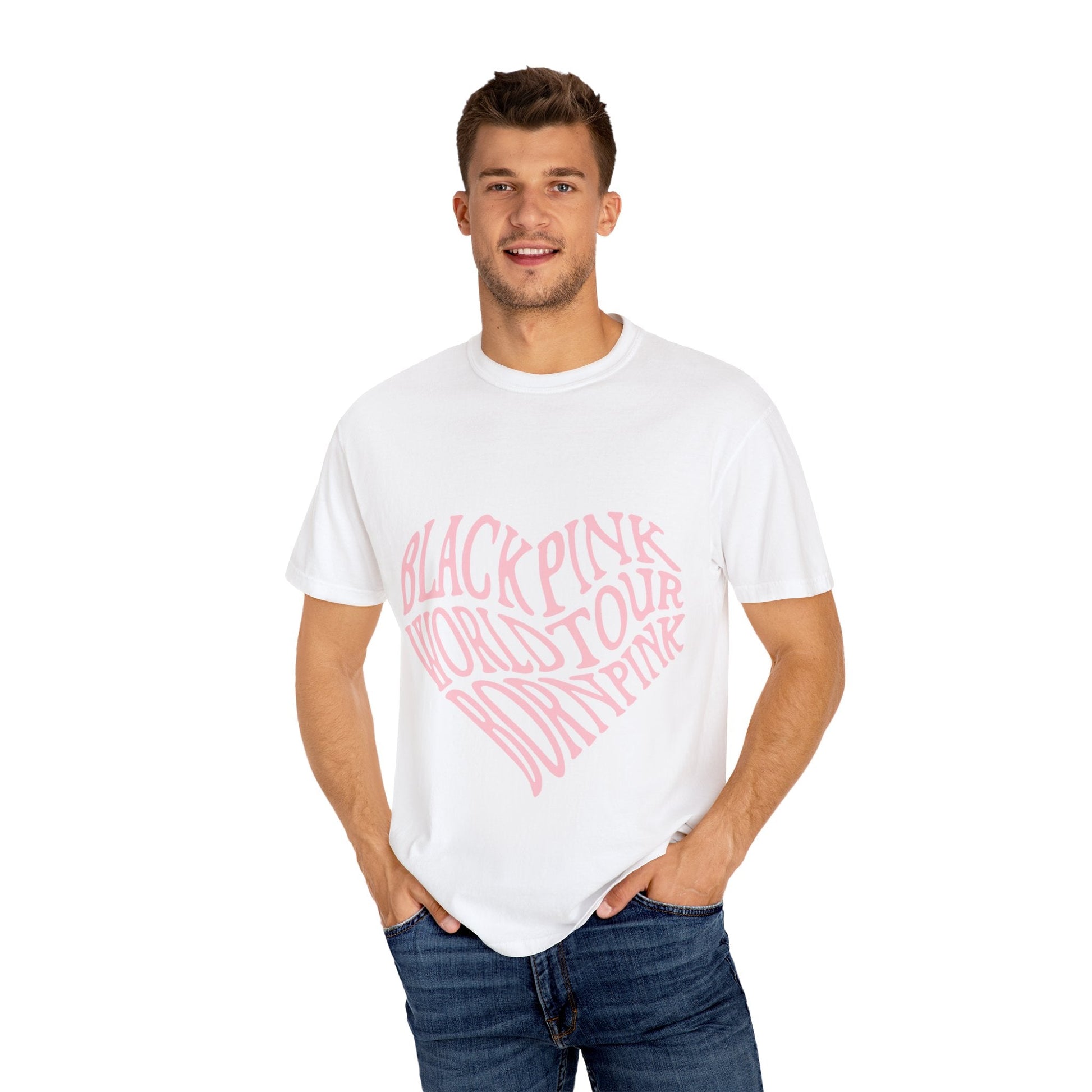 Born Pink Heart Typography – Dyed T-shirt Printify