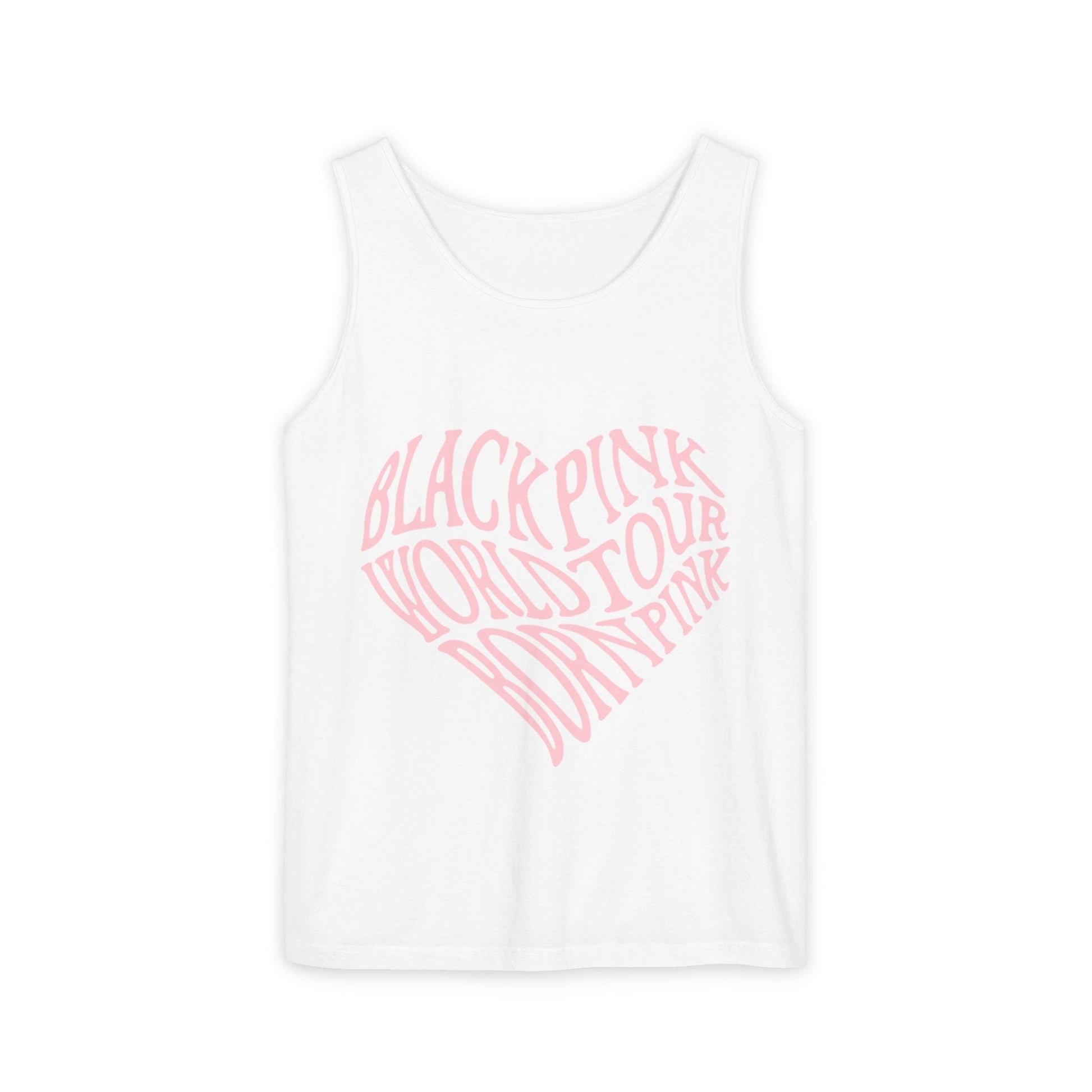 Born Pink Heart Typography – Dyed Tank Top Printify