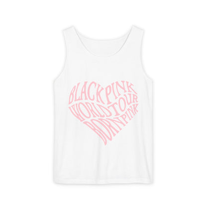 Born Pink Heart Typography – Dyed Tank Top Printify