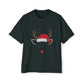 Minimal Reindeer Face Oversized Tee – Cute Christmas Holiday T-Shirt Printify