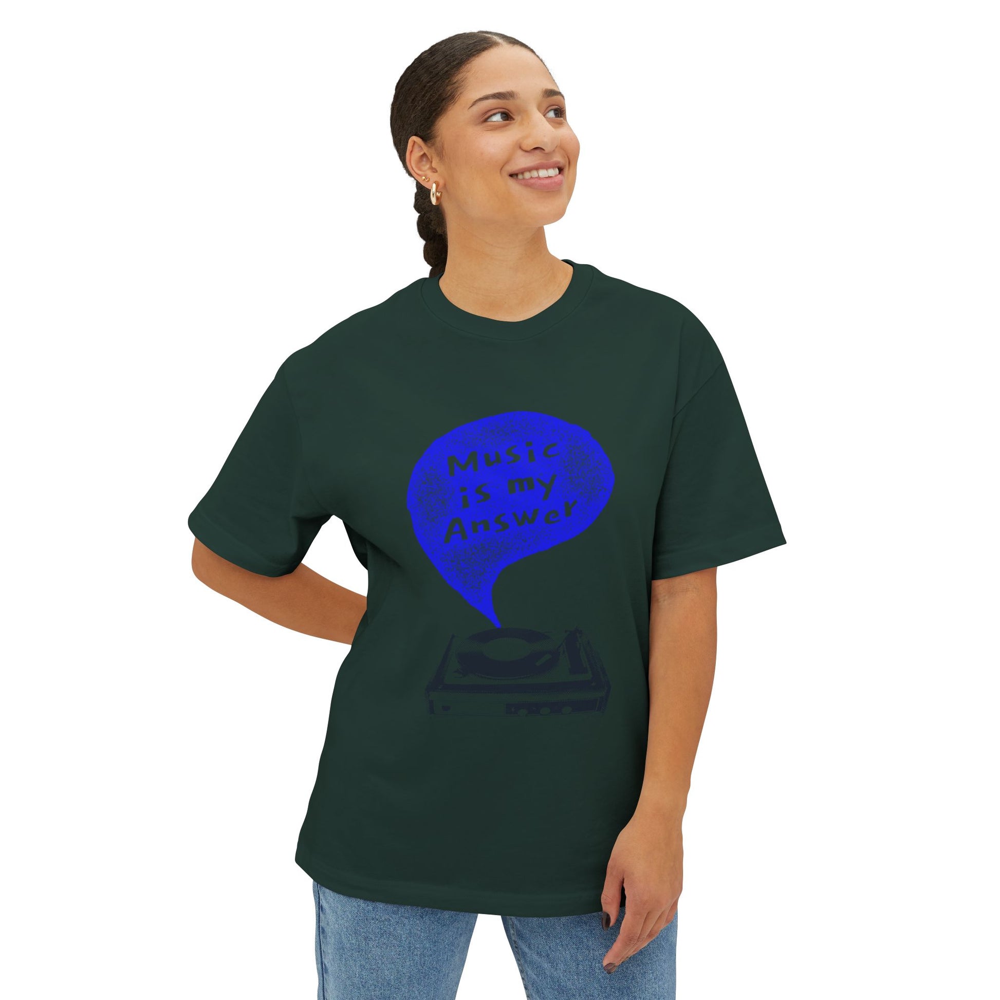 Music Is My Answer Unisex oversized Boxy Tee - snazzymerch