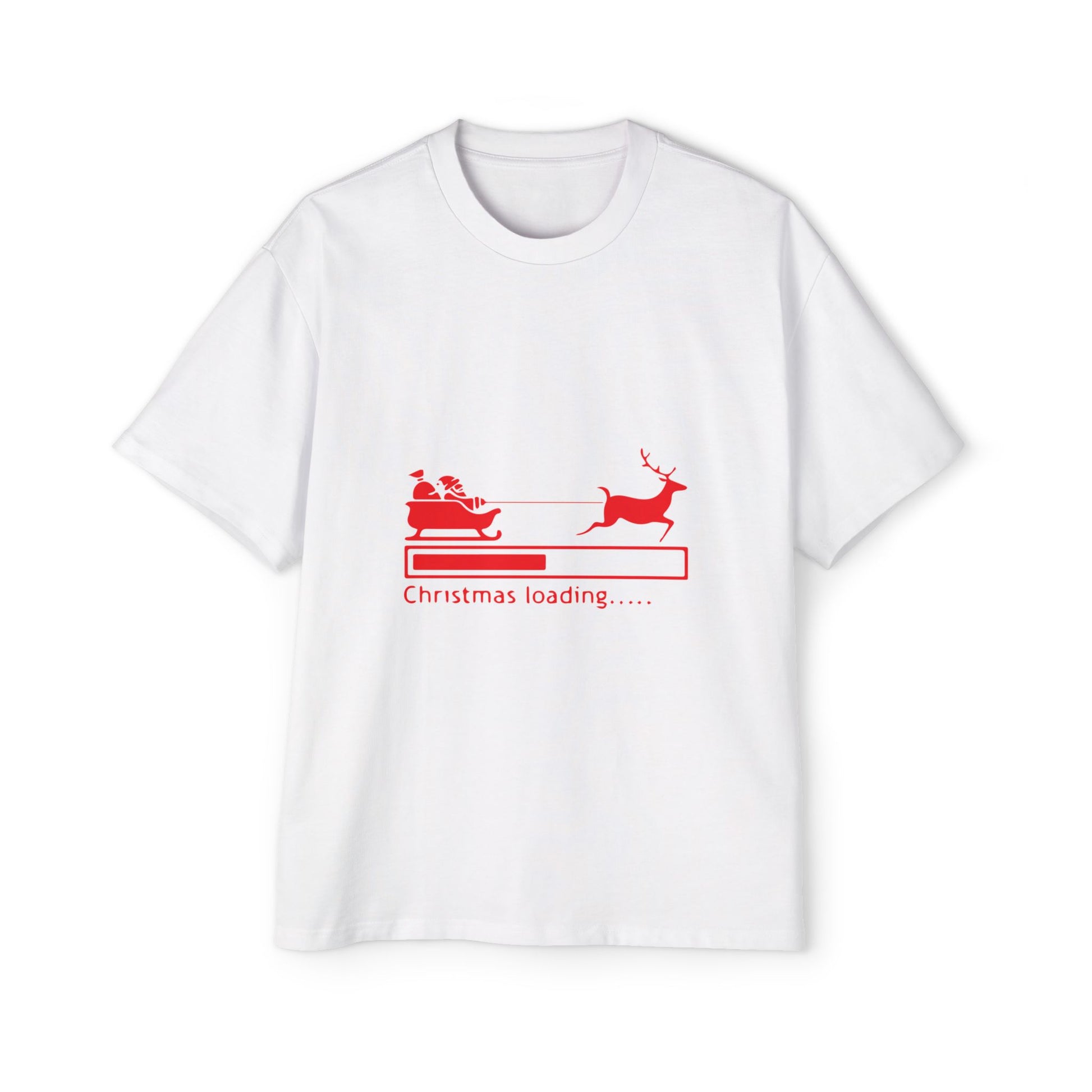 Christmas Loading Oversized Tee – Festive Santa Sleigh Holiday T-Shirt Printify