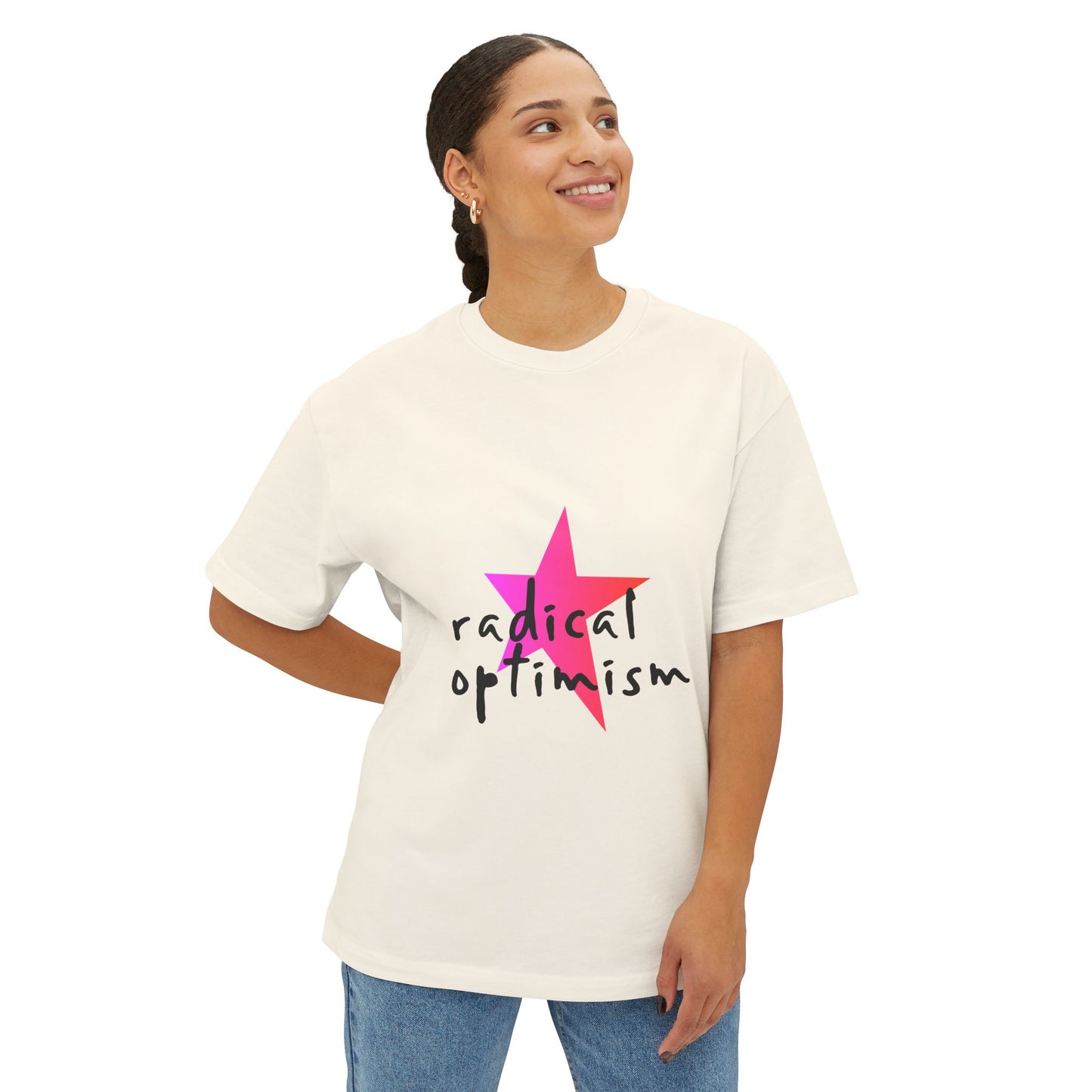 Flame Script Statement Unisex Oversized Boxy Tee - snazzymerch