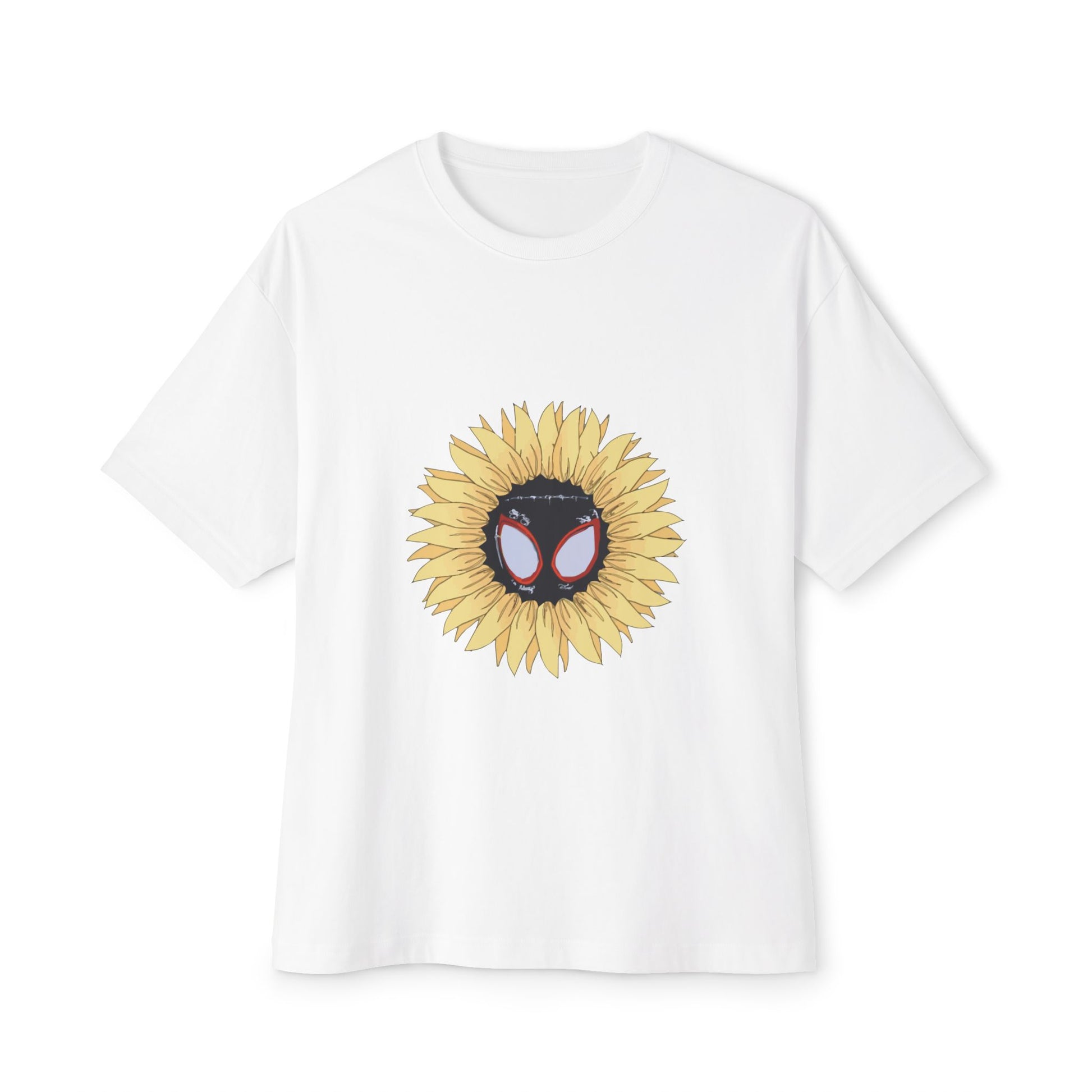 Sunflower Mask Illustration Unisex Oversized Boxy Tee Printify