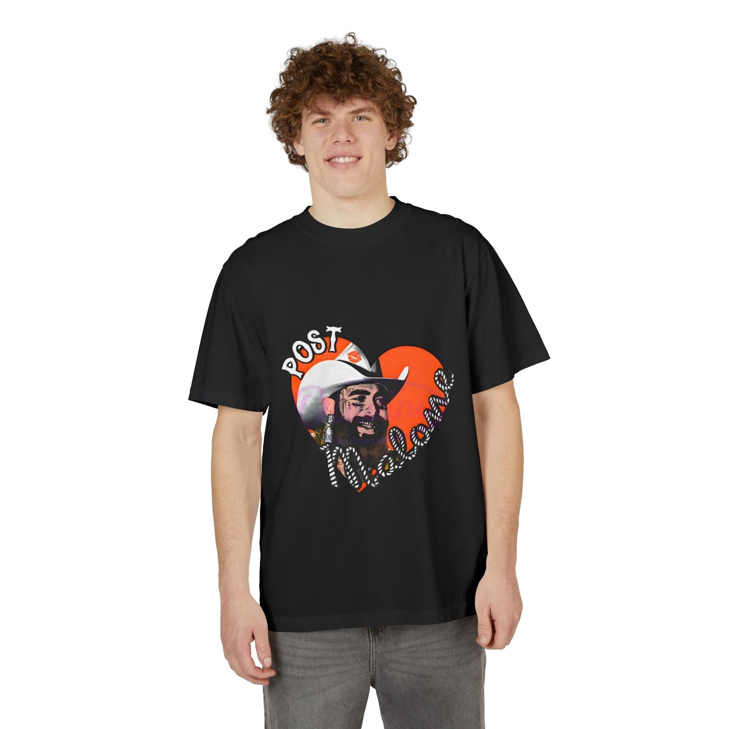 Unisex Garment-Dyed Drop-Shoulder T-Shirt – Post Malone Heart Design Printify