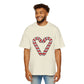Candy Cane Heart Men's Heavy Oversized Tee – Limited Christmas Sale Edition Printify