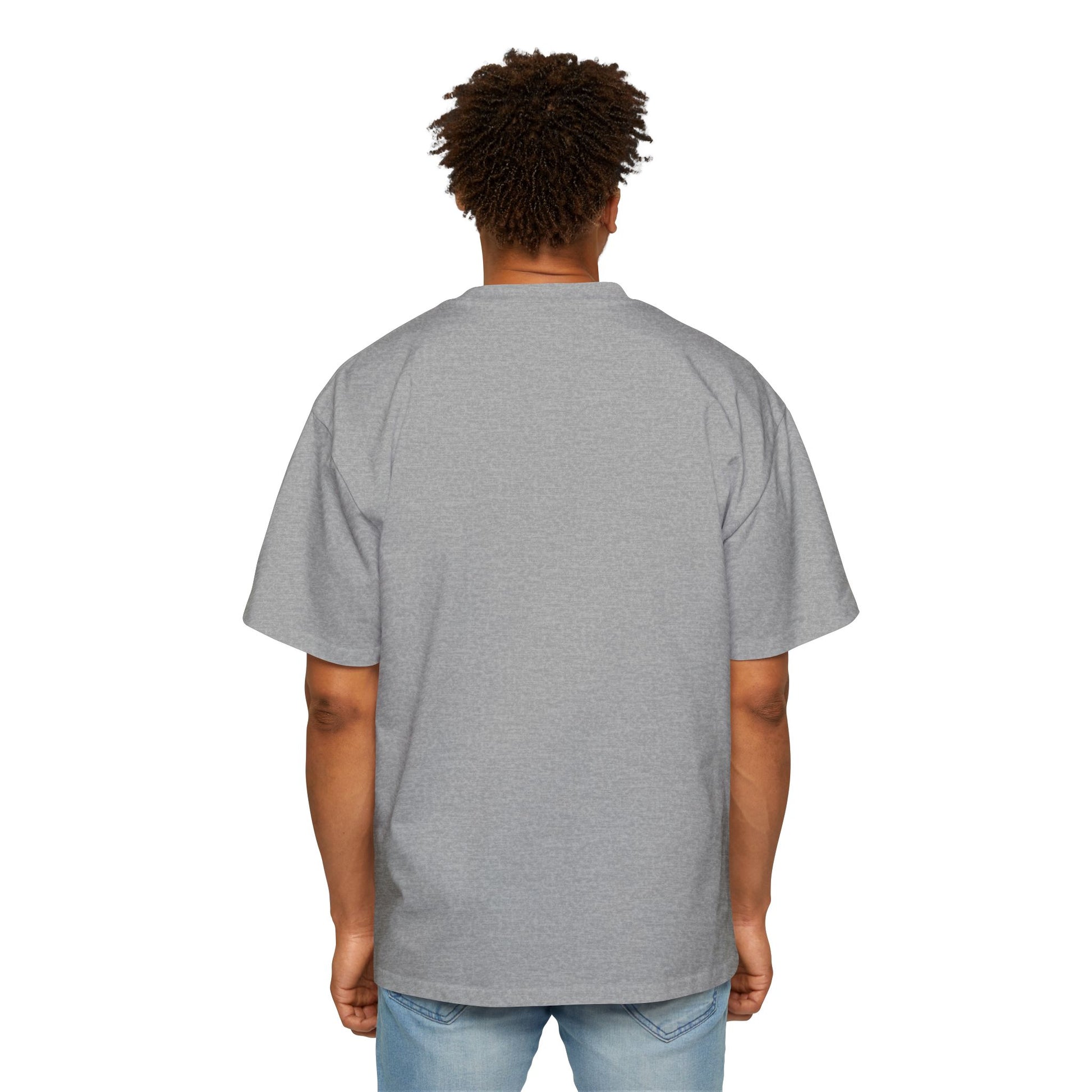 Candy Cane Heart Men's Heavy Oversized Tee – Limited Christmas Sale Edition Printify