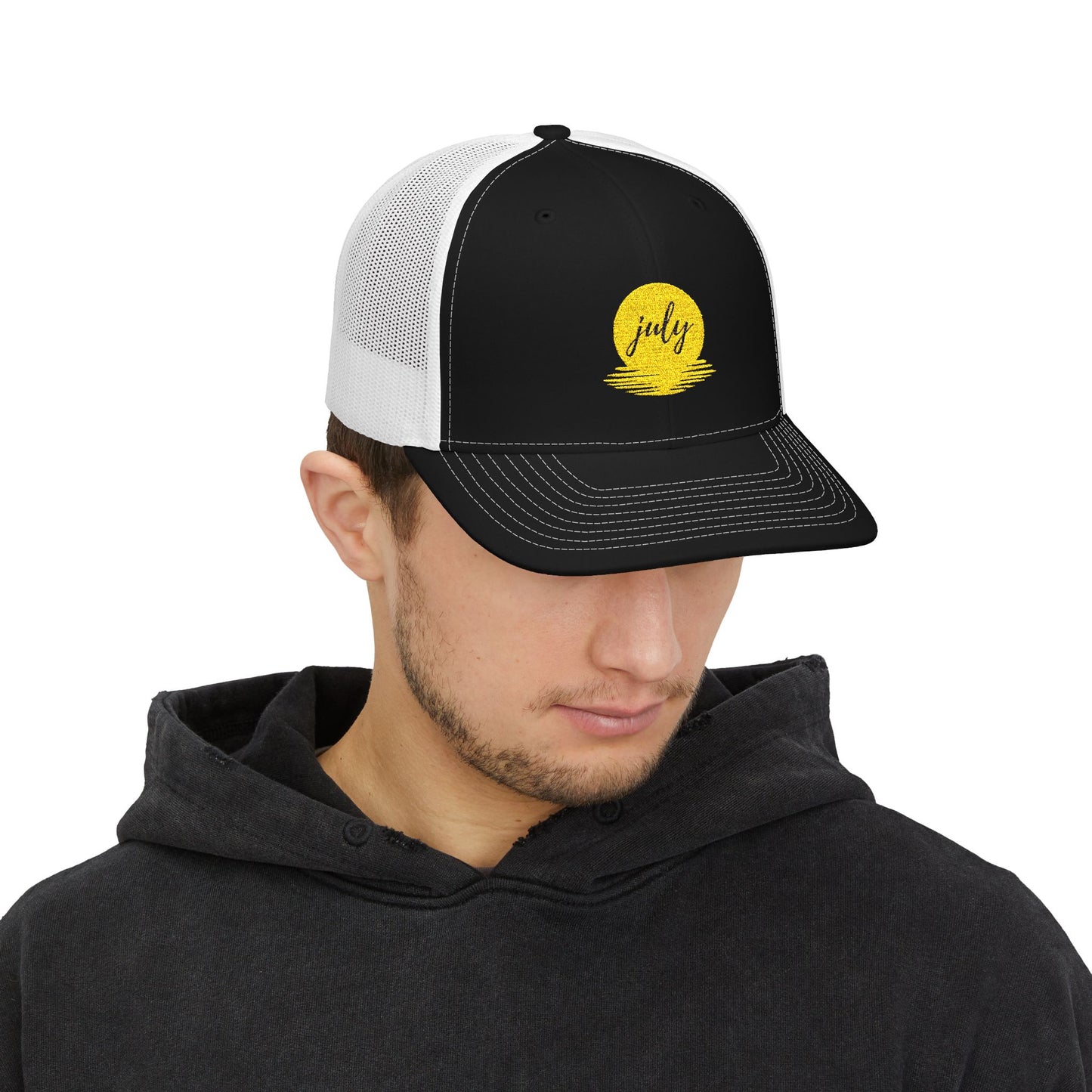 July Sun Graphic Snapback Trucker Cap (Embroidery) - snazzymerch