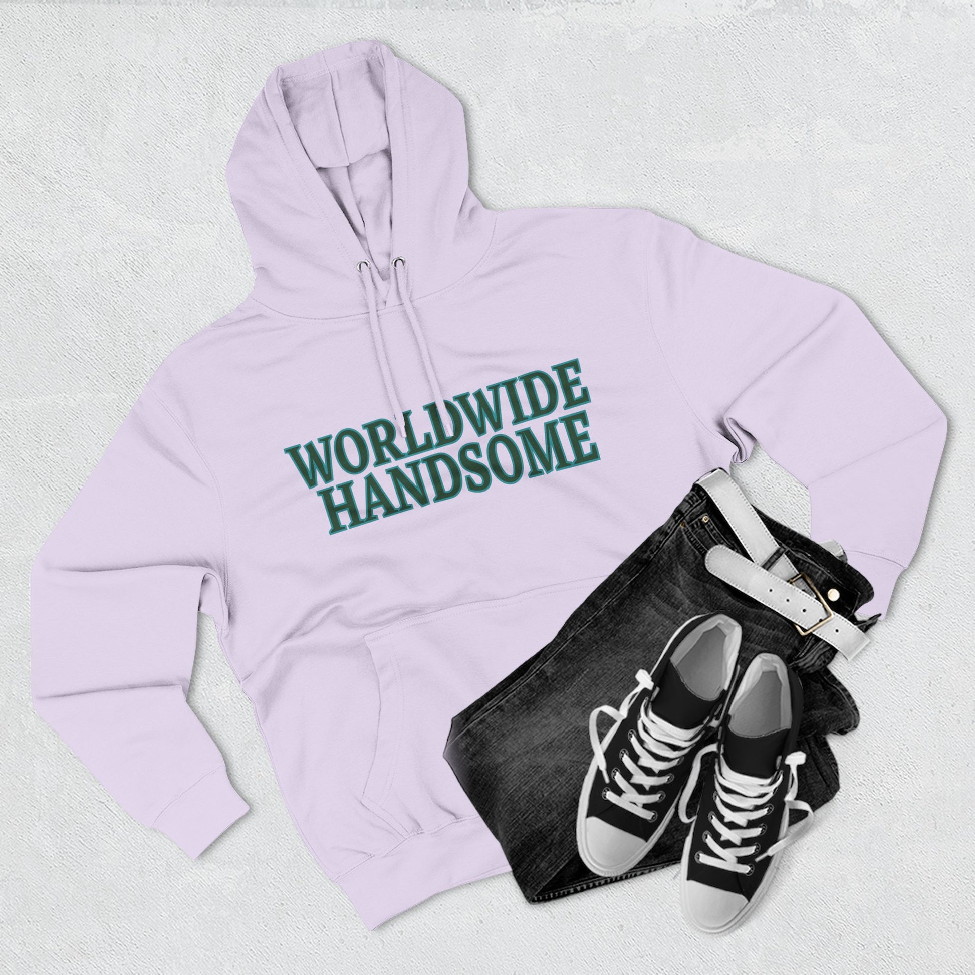 Global Handsome Typography Three-Panel Fleece Hoodie - snazzymerch