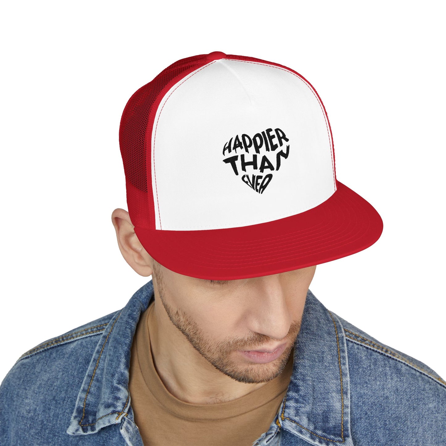 Billie Eilish Inspired Trucker Cap – Happier Heart Lettering Edition Printify