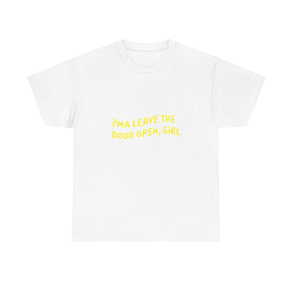 Open Vibes Yellow Script Unisex Heavy cotton Tee Printify