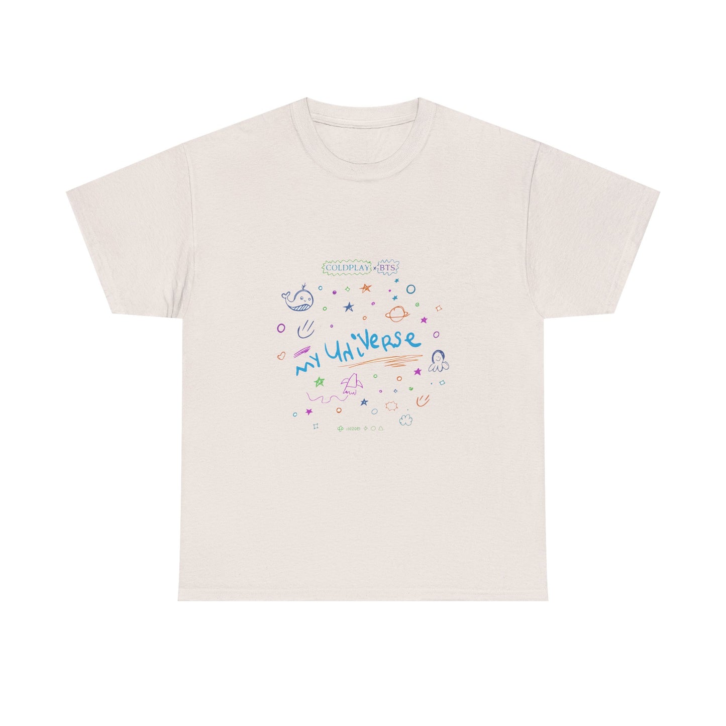 Neon Space Doodles Unisex Cotton Tee Printify