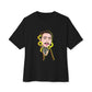 Cartoon Face with Sunflowers Unisex Oversized Boxy Tee Printify