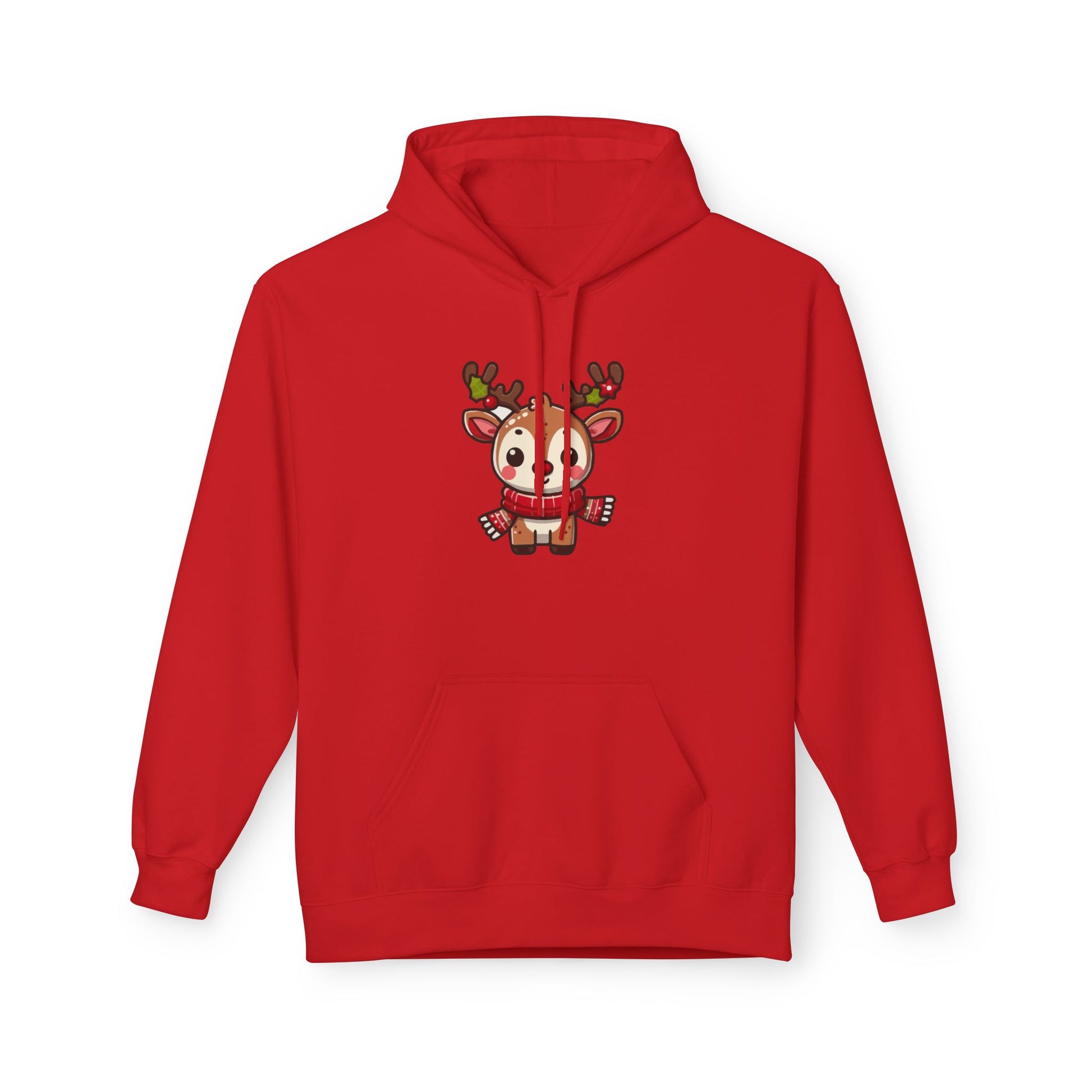 Cute Christmas Reindeer Fleece Hoodie – Holiday Edition Printify