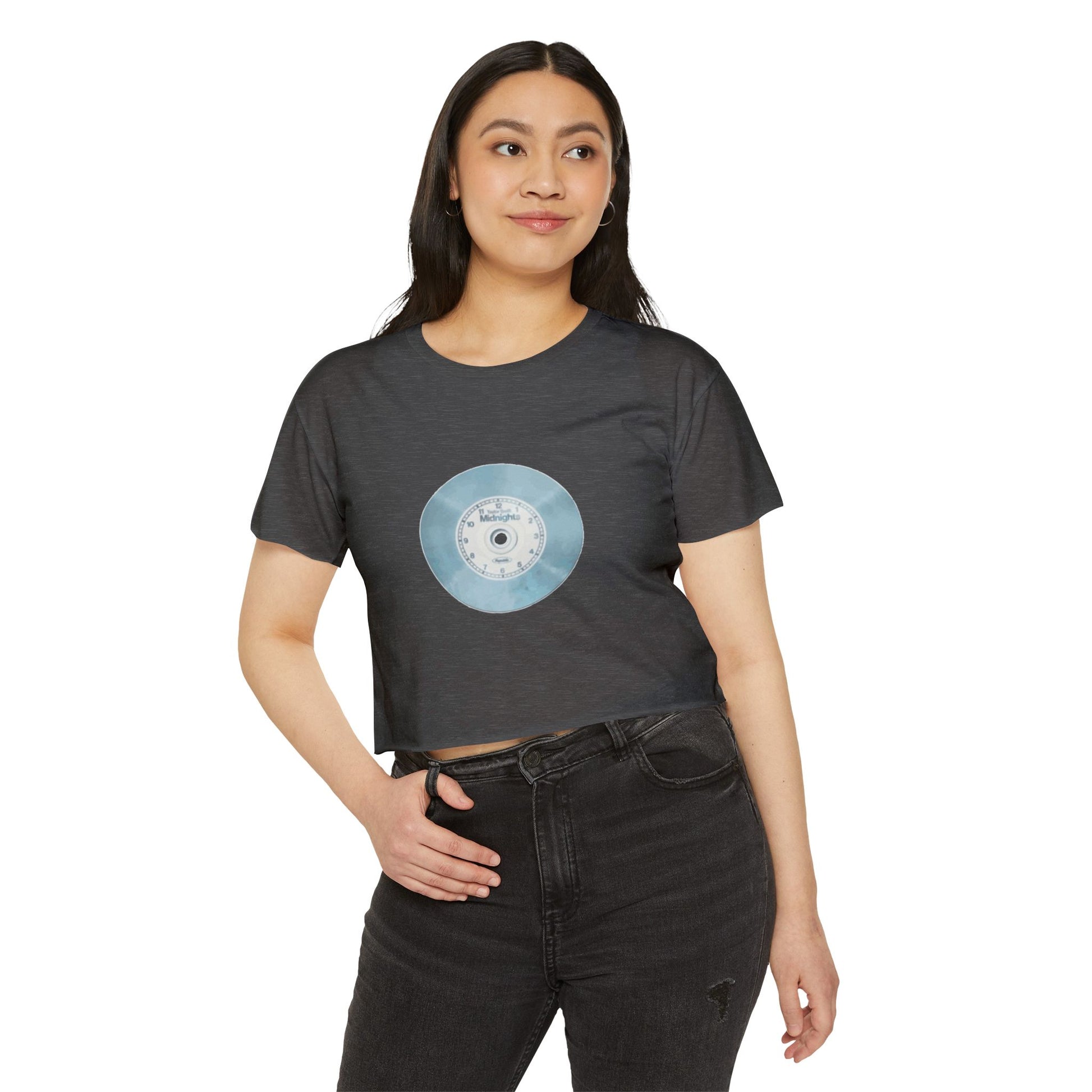 Midnight Vinyl Vibes Women's Festival Crop Top - snazzymerch
