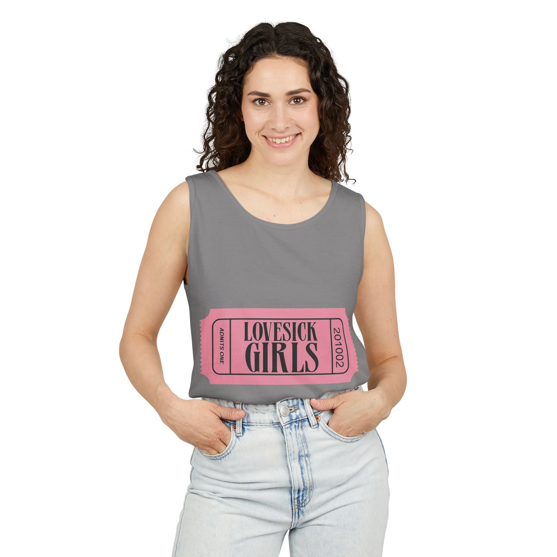 Lovesick Girls Ticket – Dyed Tank Top Printify
