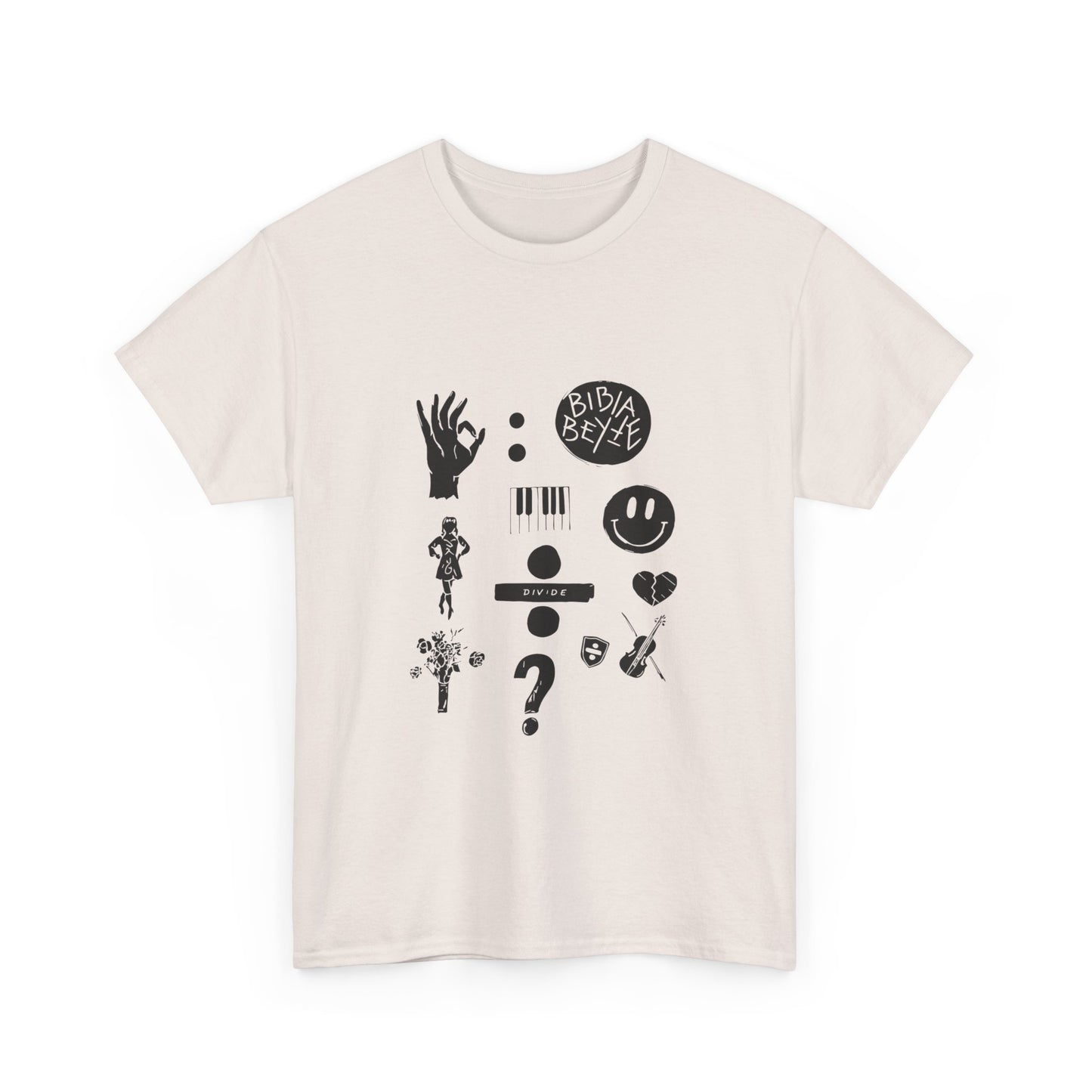 Ocean Wave with Heart Outline Unisex Heavy Cotton Tee Printify