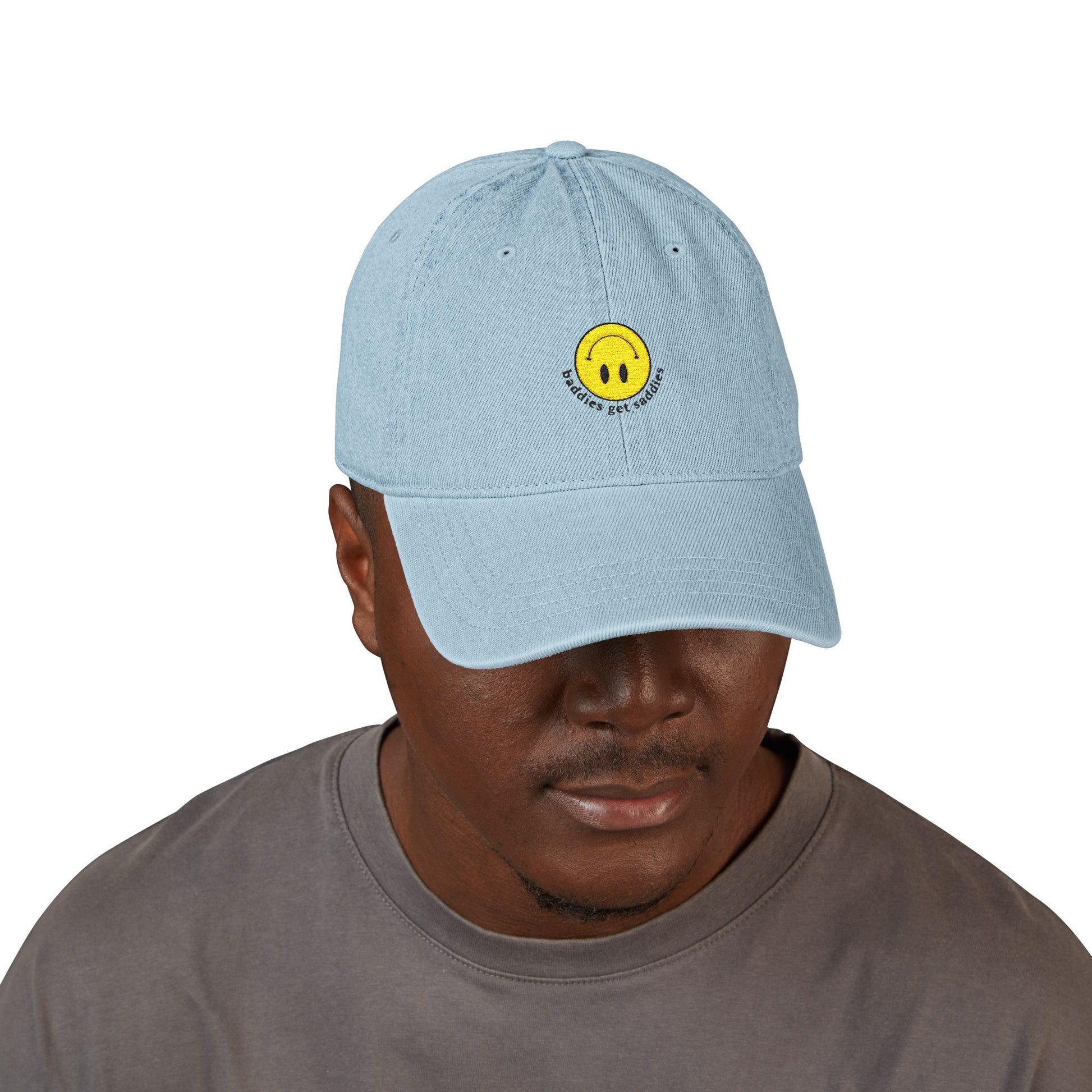 Yellow Smiley Denim Hat (Embroidery) - snazzymerch