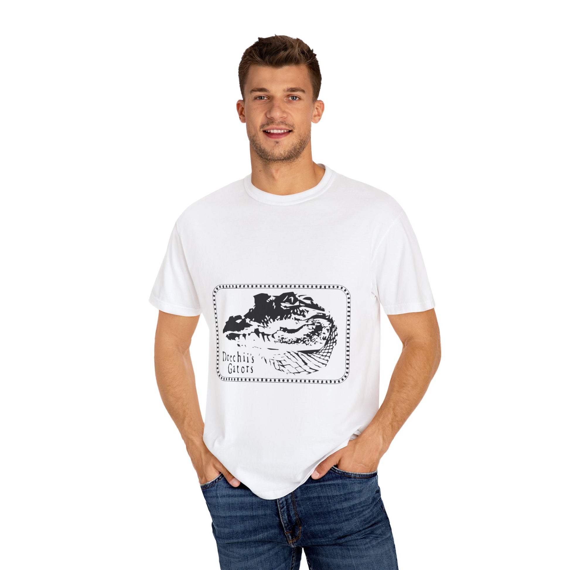 Bold Outline Typography Unisex Garment-Dyed T-shirt - snazzymerch