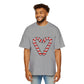 Candy Cane Heart Men's Heavy Oversized Tee – Limited Christmas Sale Edition Printify