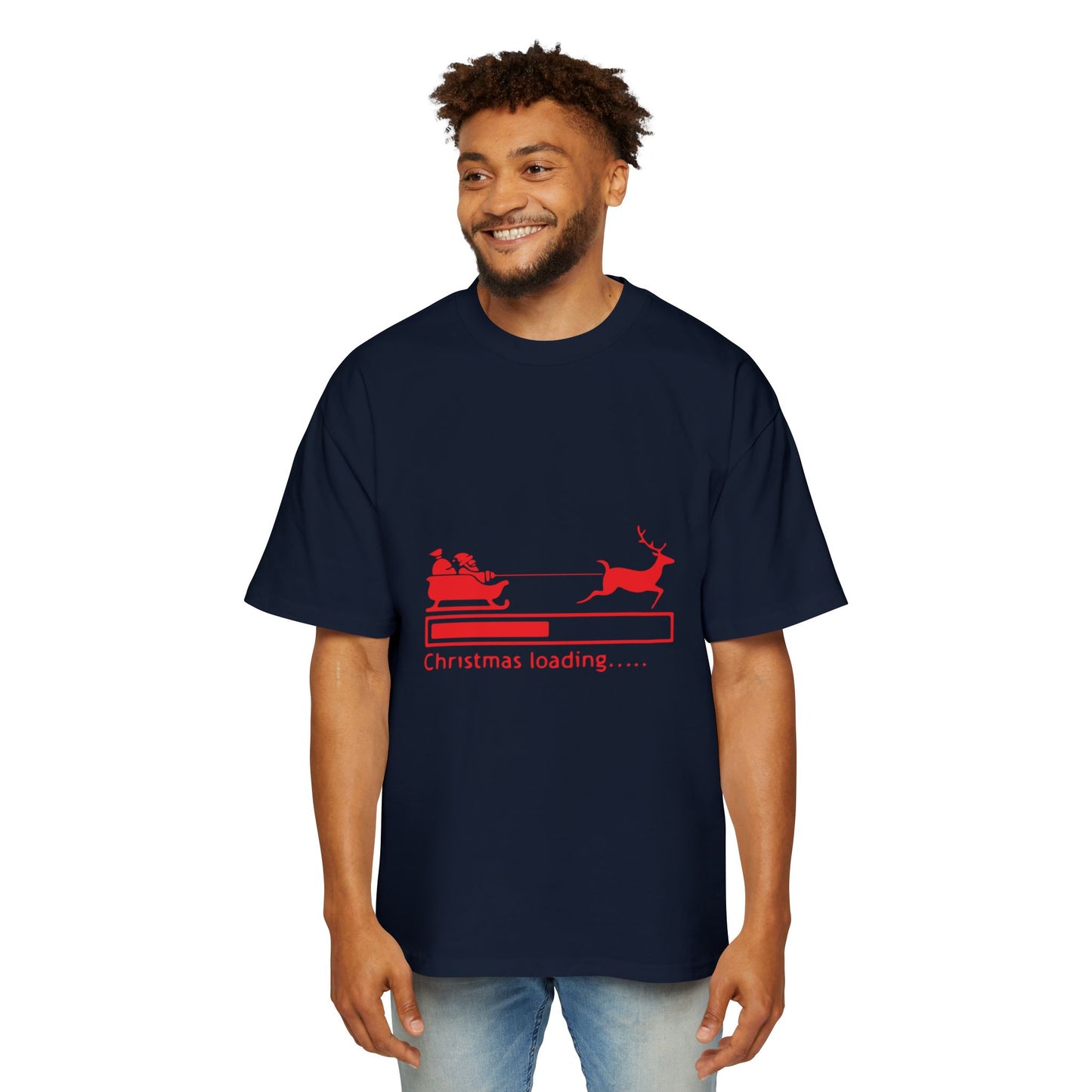 Christmas Loading Oversized Tee – Festive Santa Sleigh Holiday T-Shirt Printify