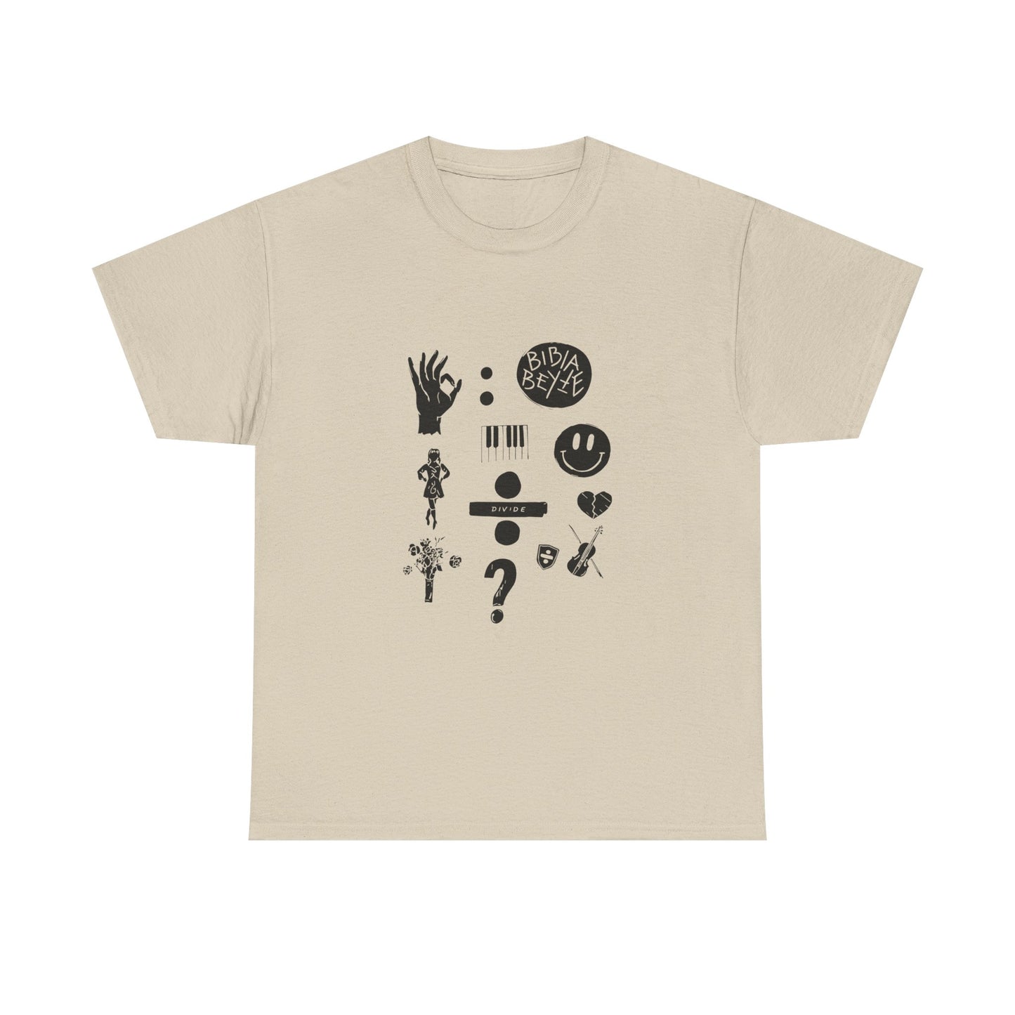 Ocean Wave with Heart Outline Unisex Heavy Cotton Tee Printify