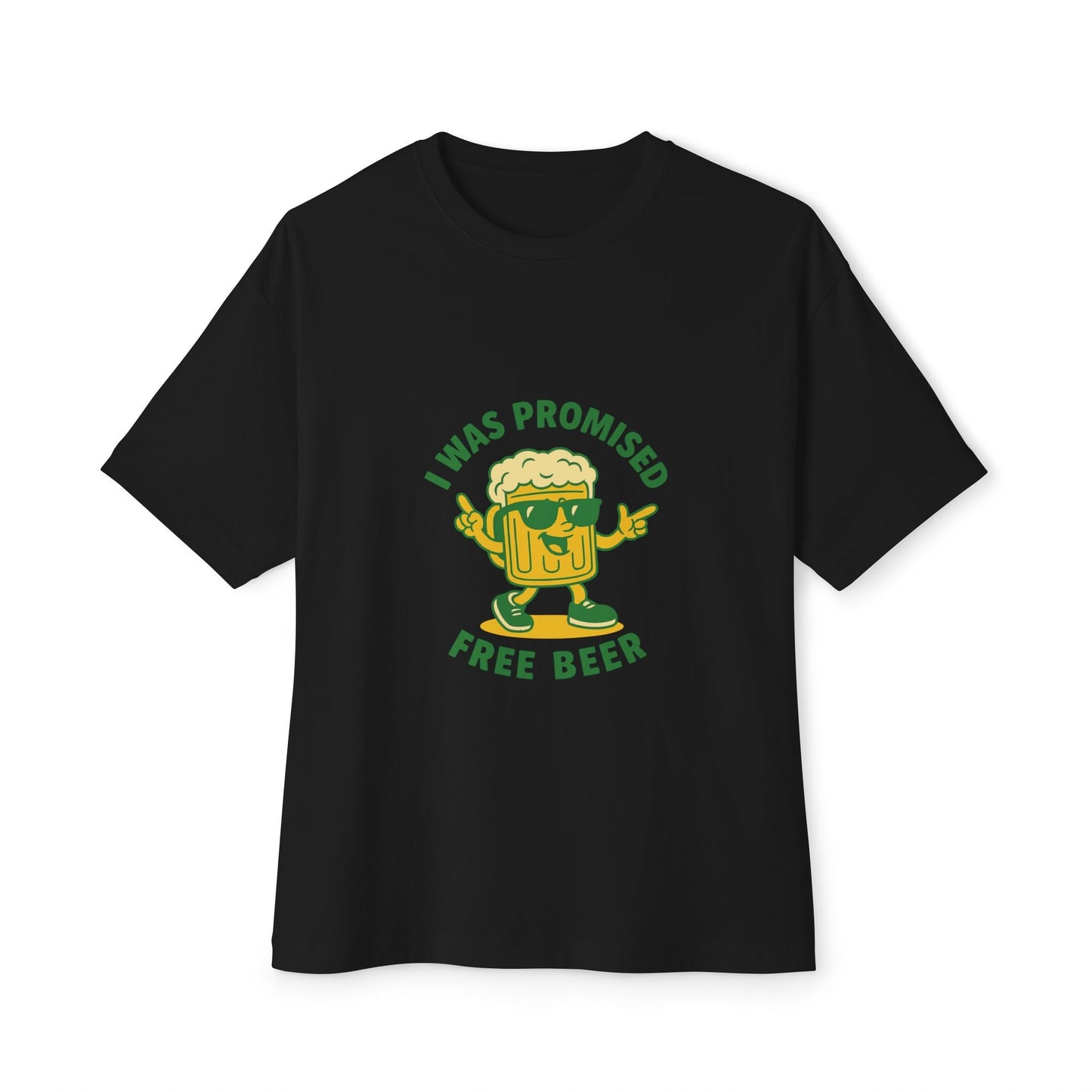 Unisex Oversized Tee – Snazzy Free Beer Edition Printify