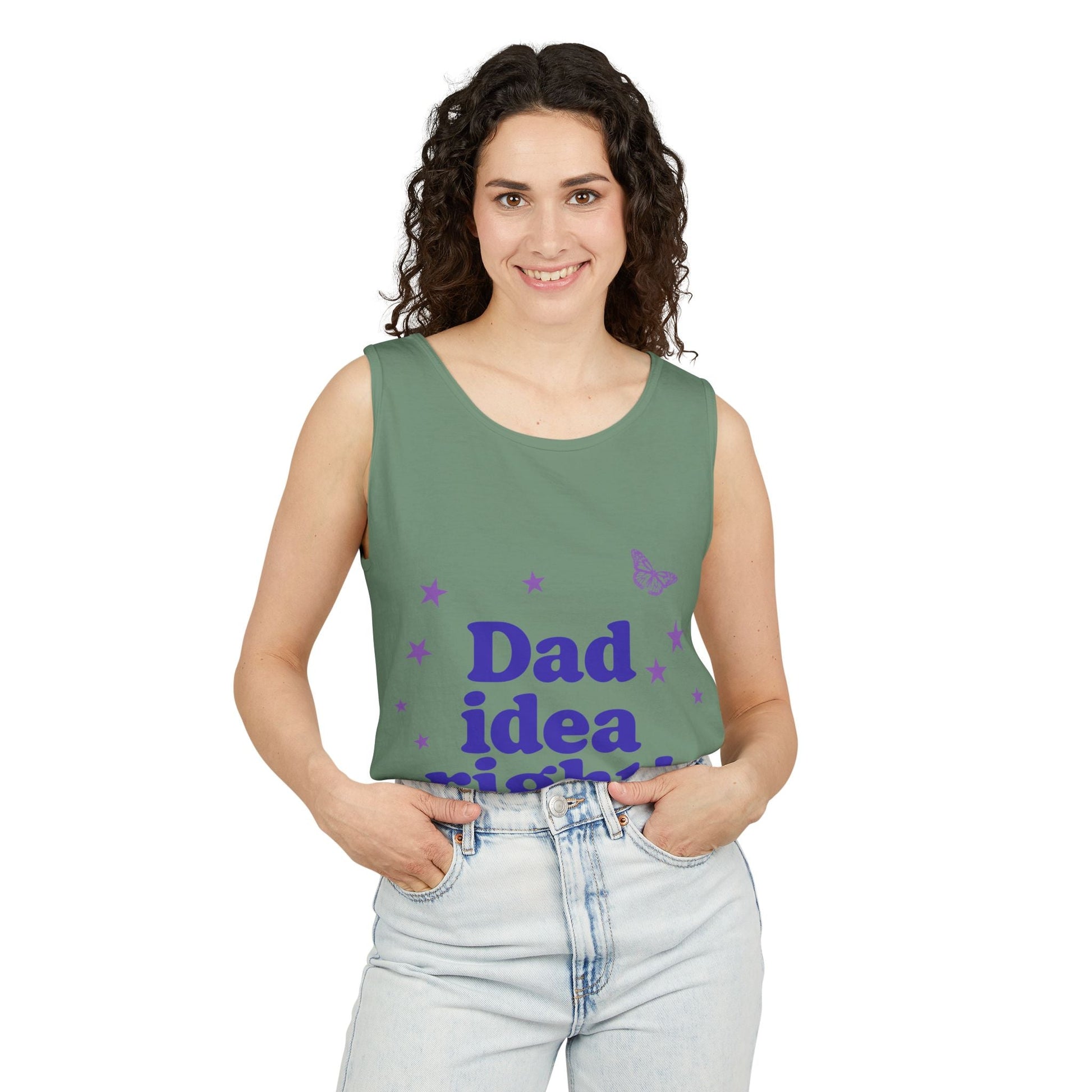 Dad Idea Right! Star & Butterfly-Dyed Tank Top Printify