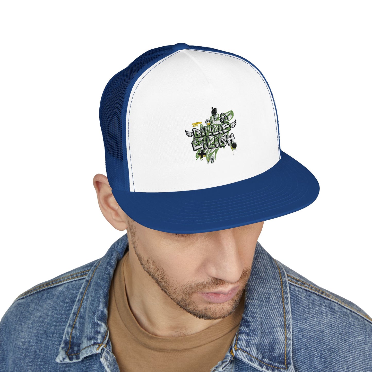 Billie Eilish Inspired Trucker Cap – Grunge Angel Graffiti Edition Printify