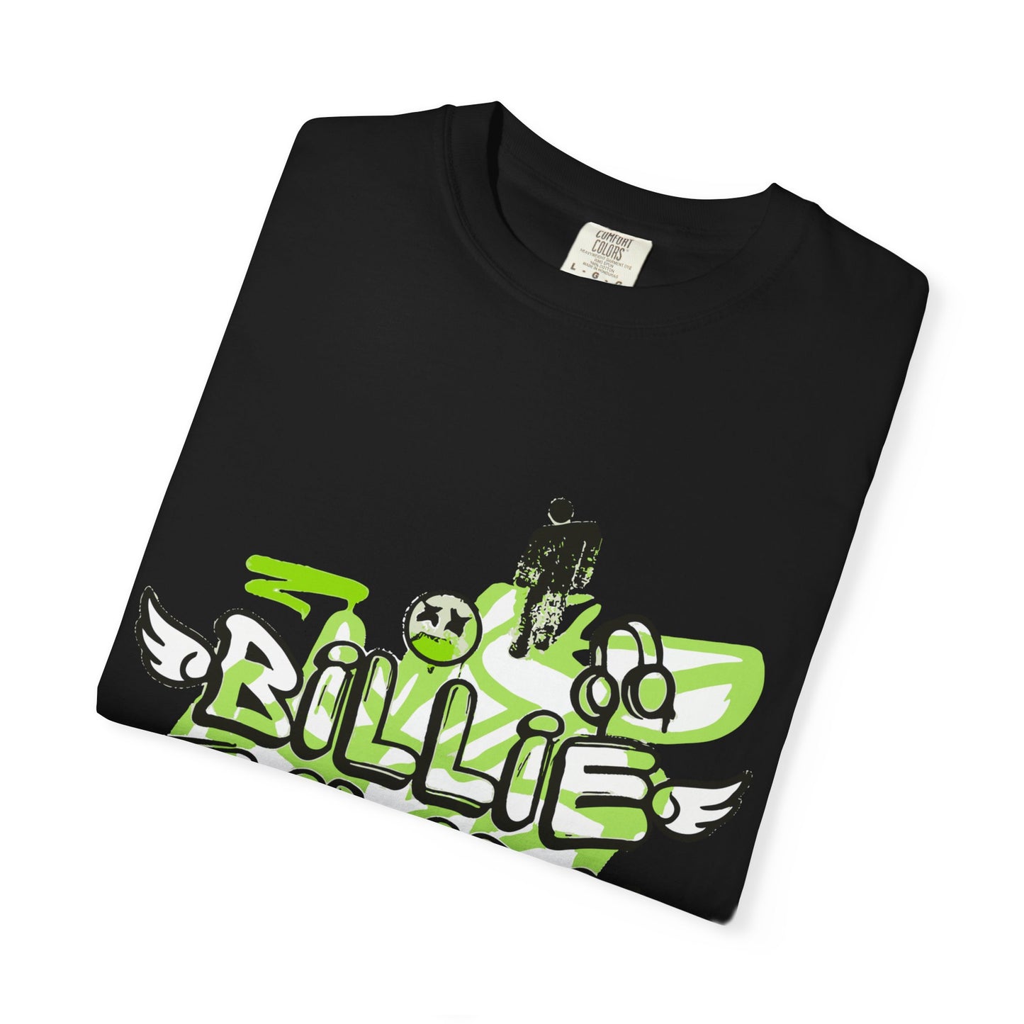 Billie Eilish Inspired Dyed T-shirt – Grunge Angel Graffiti Edition Printify