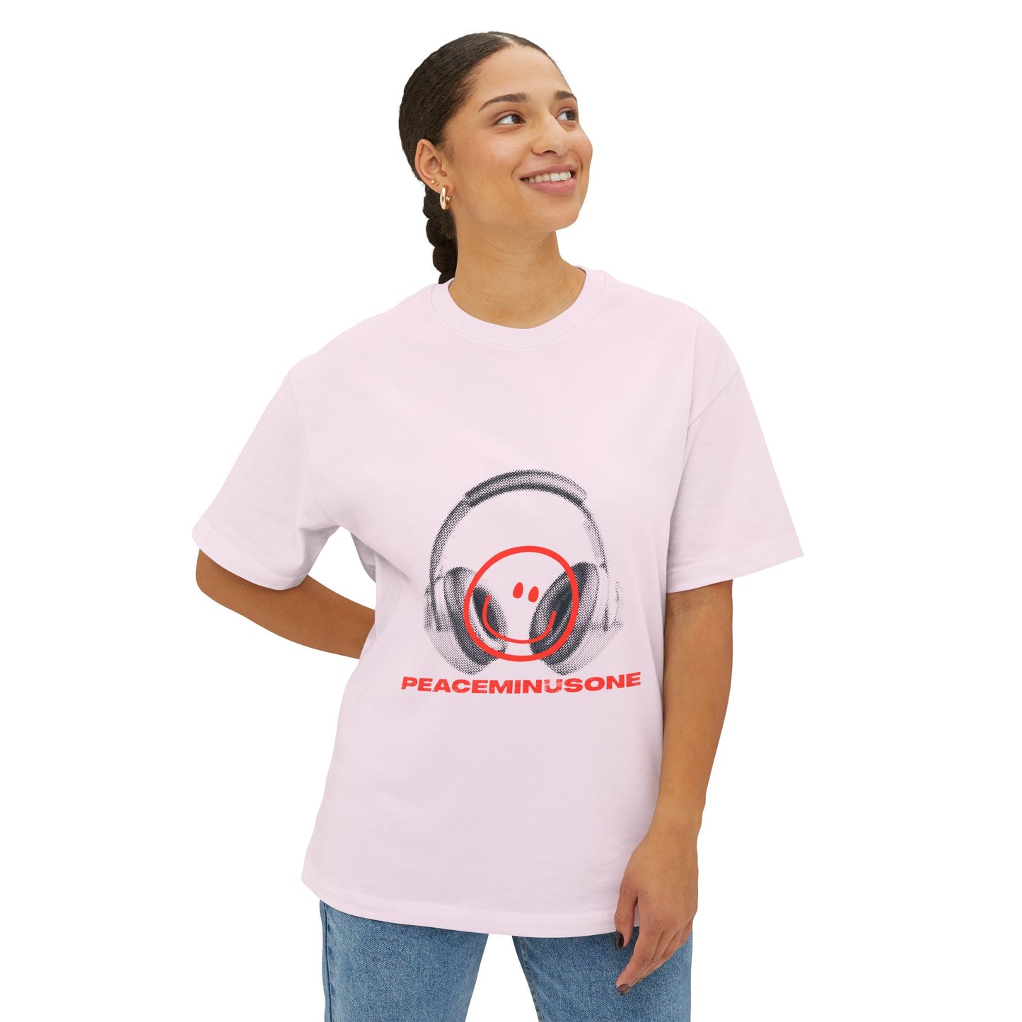 Smiley Beats Graphic Unisex Oversized Boxy Tee - snazzymerch