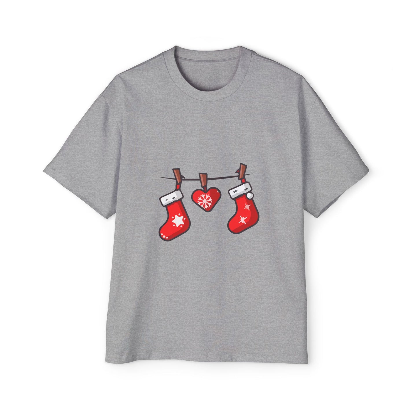 Festive Stockings Line Oversized Tee – Christmas Special Printify