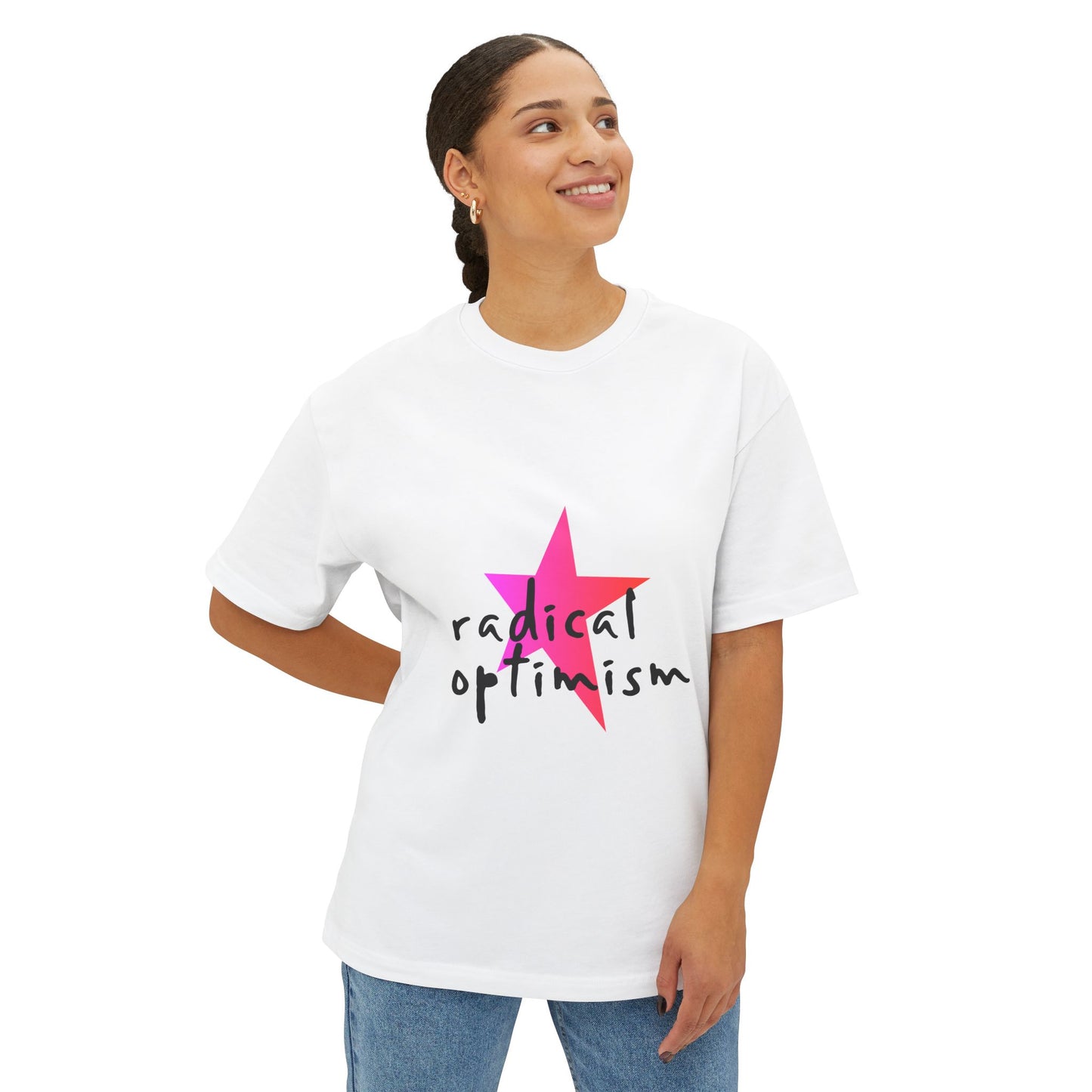 Flame Script Statement Unisex Oversized Boxy Tee - snazzymerch