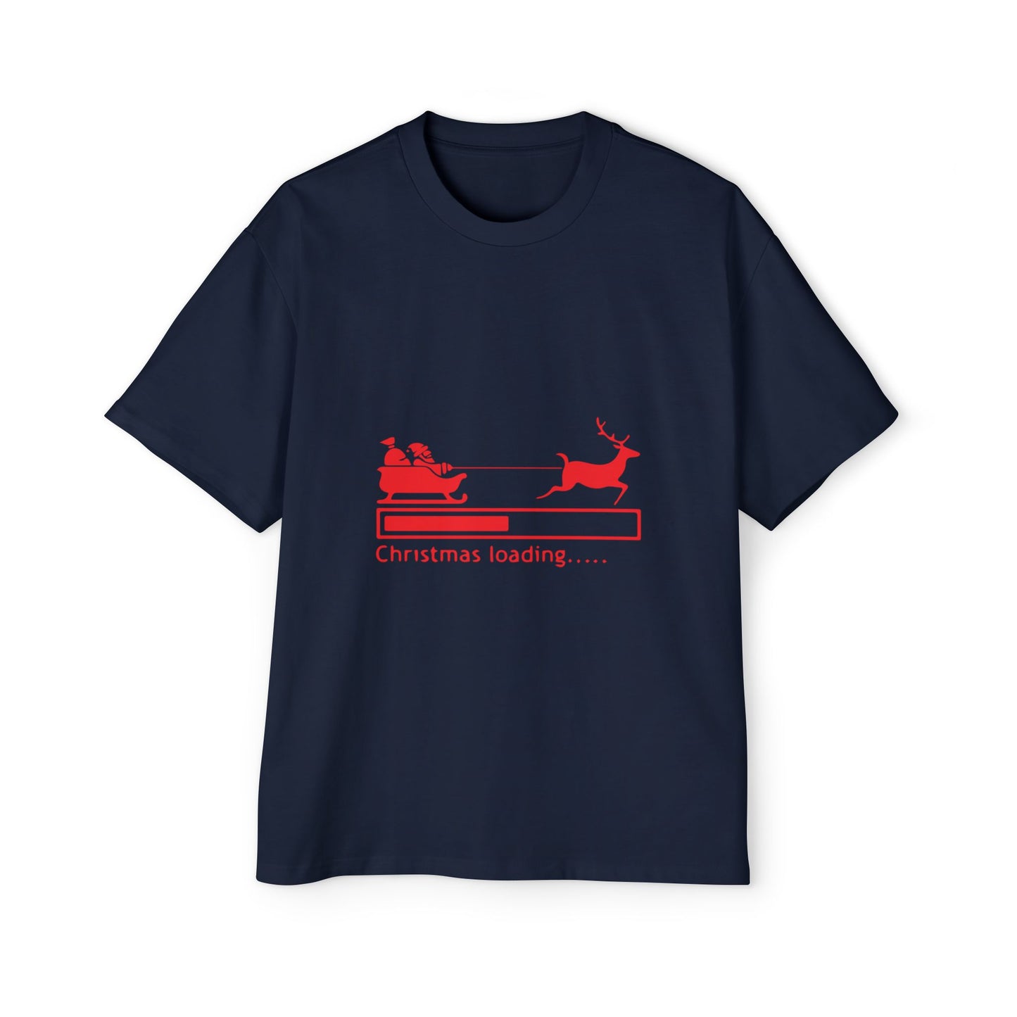 Christmas Loading Oversized Tee – Festive Santa Sleigh Holiday T-Shirt Printify